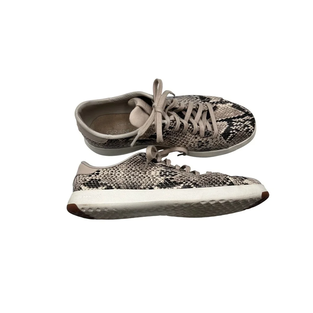 Cole Haan Sneakers Women 8.5 Grey Excellent Snakeskin GrandPro Rally Low Top
